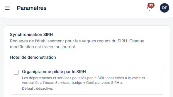 Interface MyDotation de synchronisation SIRH